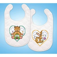 Design Works™ Animal Hearts Bibs Stamped Cross Stitch Kit