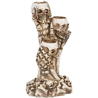 12" Triple Skulls Halloween Tea Light Candle Holder