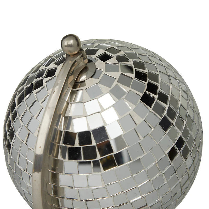 The Novogratz Silver Stainless Steel Glam Globe, 8" x 7" x 10"
