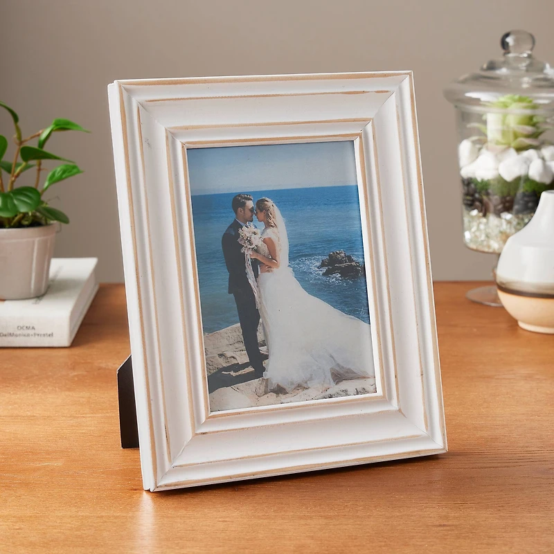 Expressions™ 5" x 7" White with Distressed Edges Frame by Studio Décor®