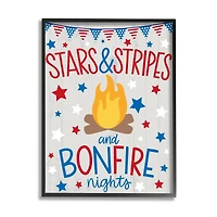 Stupell Industries Stars Stripes and Bonfire Phrase Nights Americana Pride Framed Giclee Art