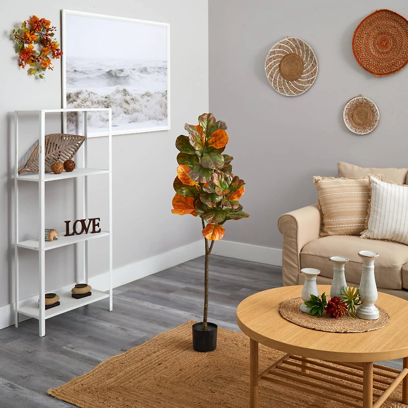 4.5ft. Potted Autumn Fiddle Leaf Fall Tree 