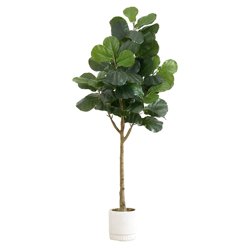 6ft. Artificial Fiddle Leaf Fig Tree with White Decorative Planter