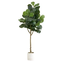 6ft. Artificial Fiddle Leaf Fig Tree with White Decorative Planter