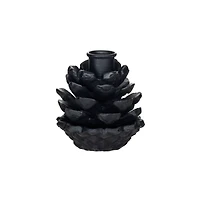 Hello Honey® 3.5" Black Cast Metal Pinecone Taper Candle Holder