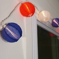 10ct. Red, White & Blue Round Chinese Lantern Patio String Lights