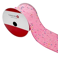 3.5" x 15ft. Pink Sugar Sprinkles Wired Ribbon by Celebrate It®