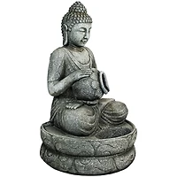 32" Buddha in Sukhasana Pose Outdoor Garden Water Fountain