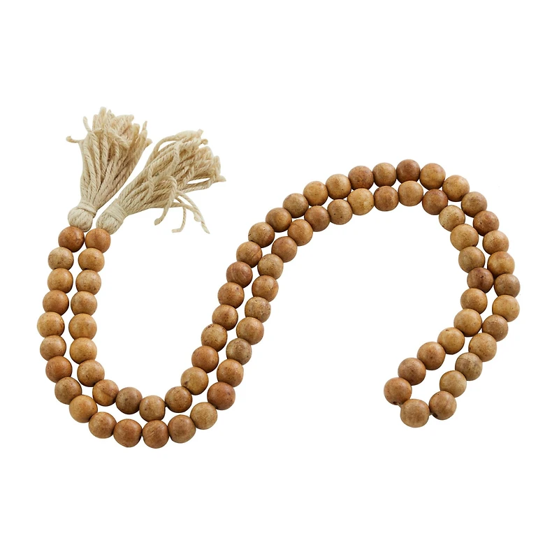 Brown Wood Bohemian Bead Garland 82" x 1" x 1"