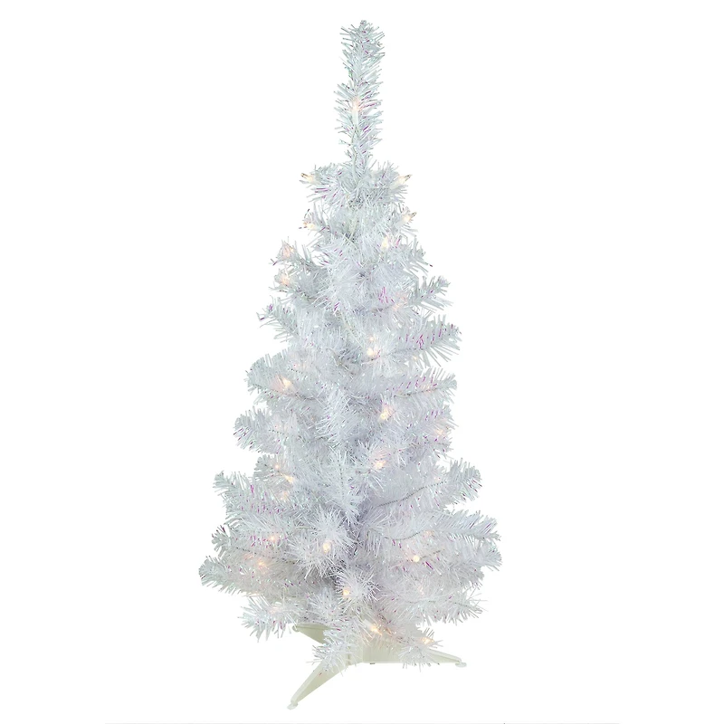 3ft. Pre-lit White Rockport Pine Artificial Christmas Tree, Clear Lights