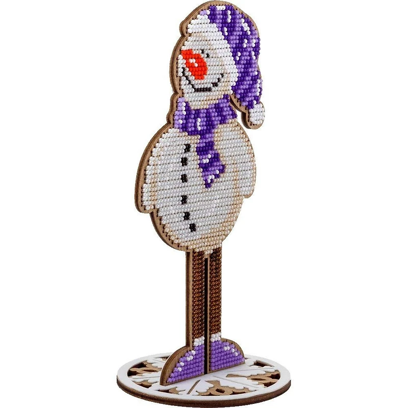Wonderland Crafts Snowman Bead Embroidery on Wood Kit