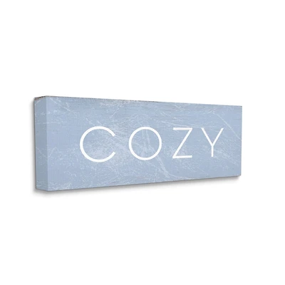 Stupell Industries Cozy Text Charming Distressed Blue Paint Canvas Wall Art