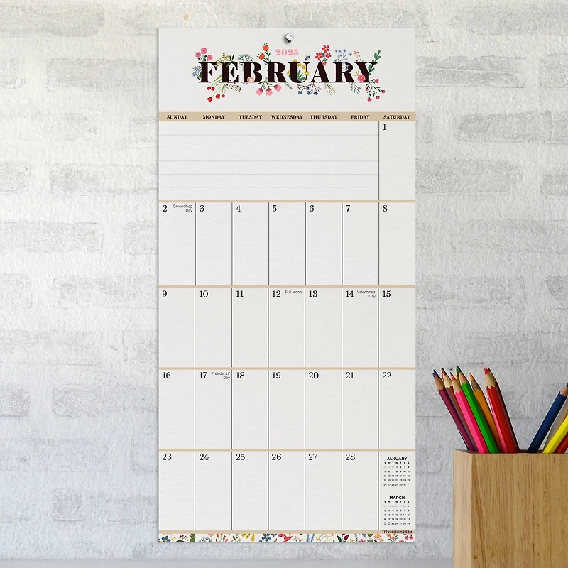 TF Publishing 2025 Big Grid-Floral Mini Calendar