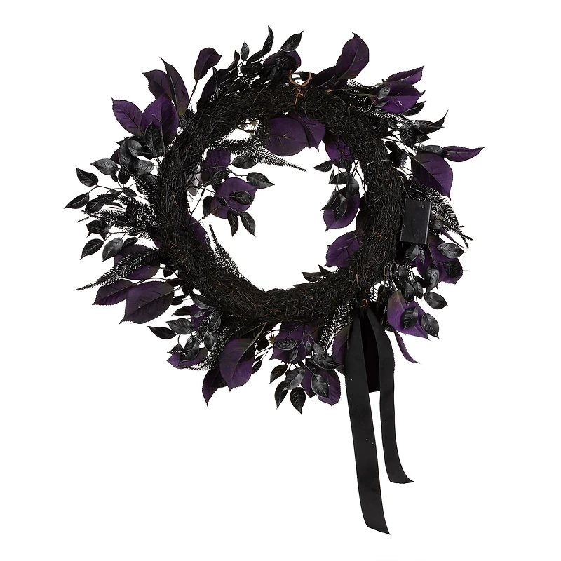 26" Floral Mini Skulls Pre-Lit LED Wreath