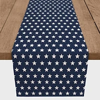 White Stars On Blue Indoor/Outdoor Table Runner