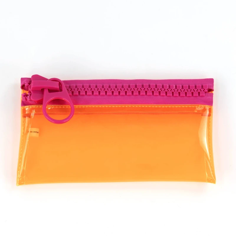 Everything Mary Orange & Pink Transparent Zipper Pouch