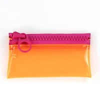 Everything Mary Orange & Pink Transparent Zipper Pouch