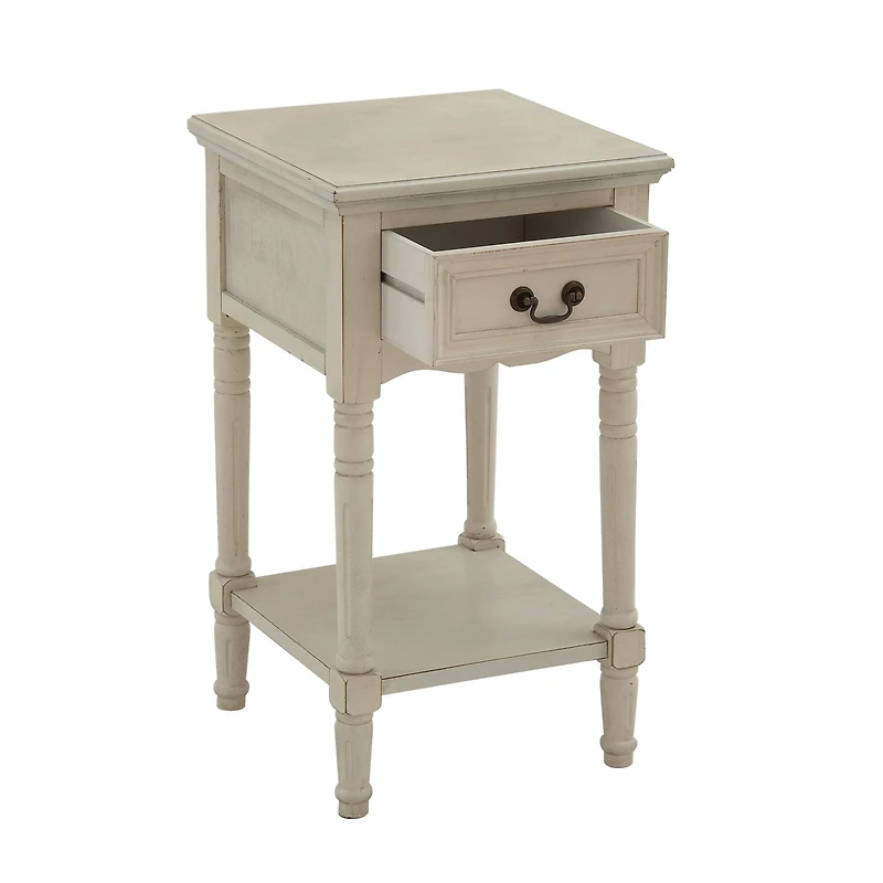 2.5ft. Cream Wood Traditional Accent Table