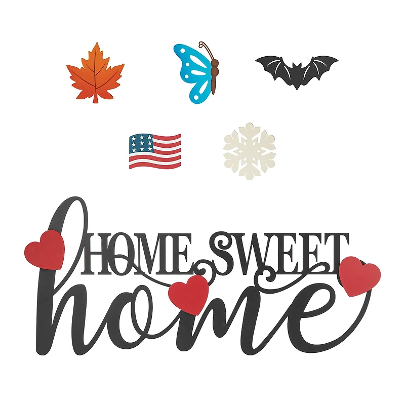 Glitzhome® 24" Metal Home Sweet Home Wall Décor with Changeable Shapes