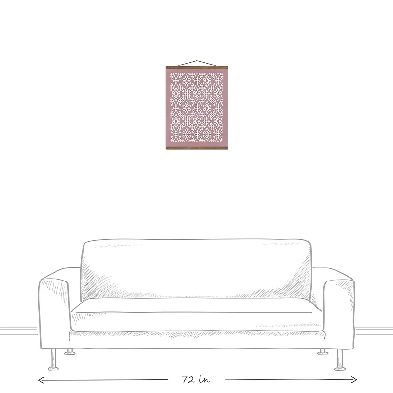 Folksy Pattern Teak Hanging Canvas Art