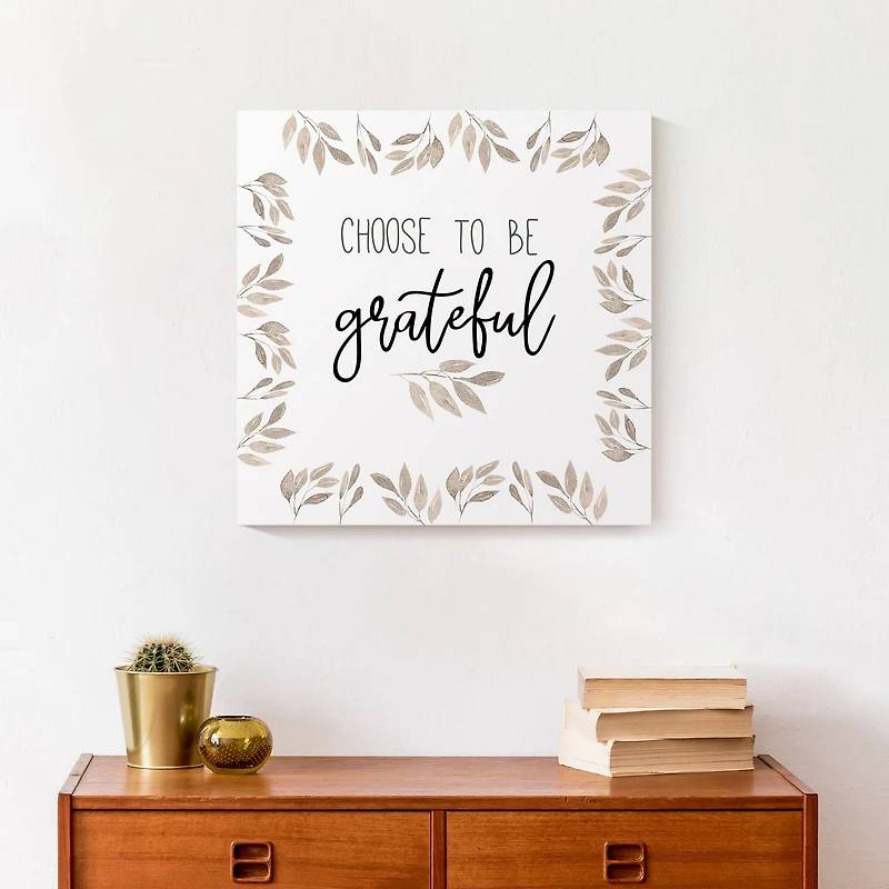 Be Grateful Fall Leaves Canvas Wall Art