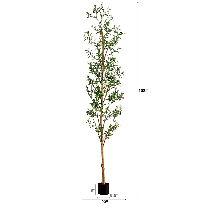 9ft. Potted Artificial Olive Tree with Natural Trunk