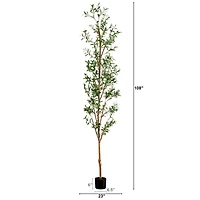 9ft. Potted Artificial Olive Tree with Natural Trunk