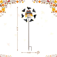 Glitzhome® 41.75" Fall Scarecrow Head with Crows Windmill Yard Stake