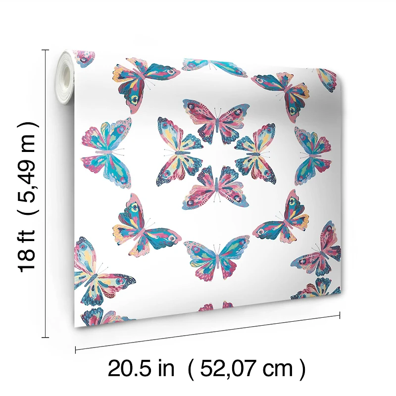 RoomMates Pink & Blue Papillon Peel & Stick Wallpaper