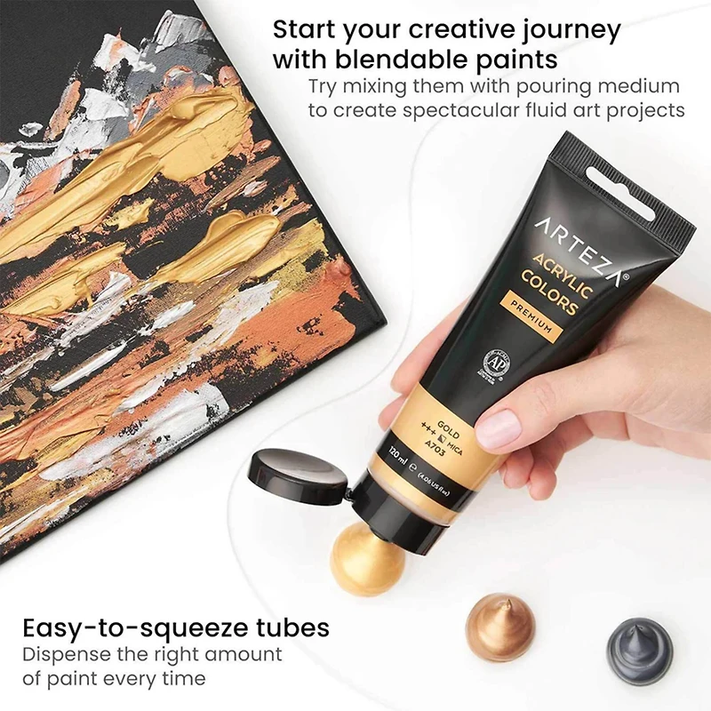 Arteza® Precious Metals Metallic Acrylic Paint Set