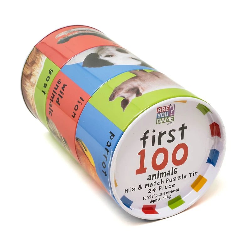 First 100 Animals Mix & Match Puzzle Tin: 24 Pcs