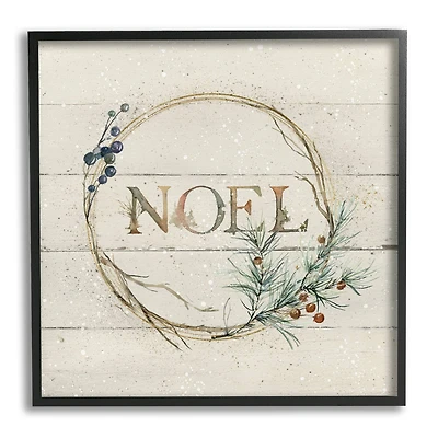 Stupell Industries Noel Holiday Botanical Wreath Framed Giclee Art