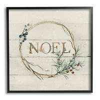 Stupell Industries Noel Holiday Botanical Wreath Framed Giclee Art
