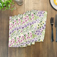 Whimsical Spring Floral Napkin 10" x 10" Cotton Twill Napkin
