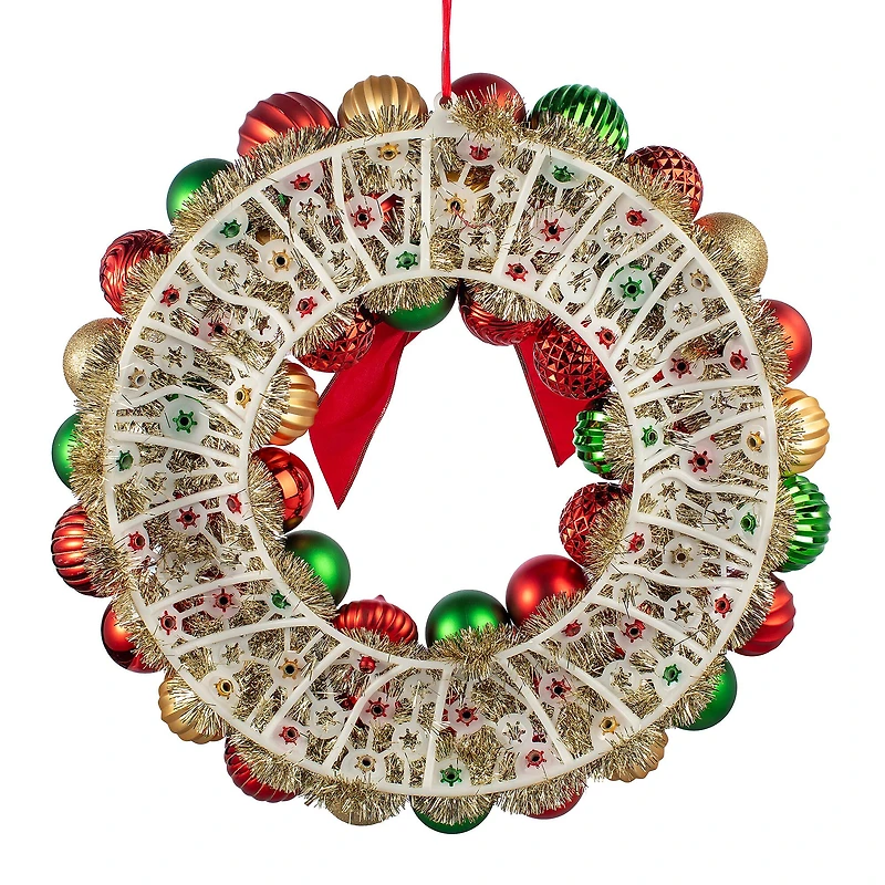 24" Red, Green & Gold Ornament Wreath with Bow by Ashland®
