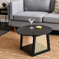 Hello Honey® 26" Bohemian Wood Coffee Table with Woven Cane Sides