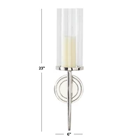 Silver Aluminum Modern Wall Sconce, 6" x 7" x 23"