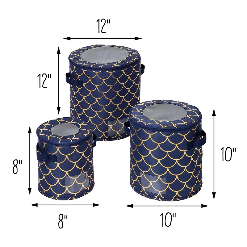 Honey Can Do Golden Scallop Round Dinnerware Storage Box Set