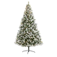 9ft. Pre-Lit Flocked Oregon Pine Artificial Christmas Tree, Clear LED Lights