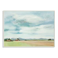 Stupell Industries Red Barn Farm Landscape Soft Blue Sky Wood Wall Plaque