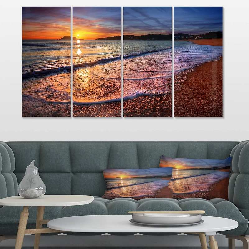 Designart - Foaming Waves at Beautiful Sunset