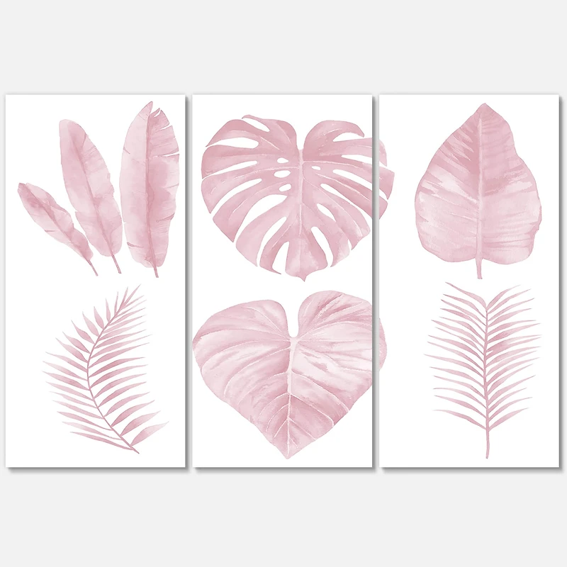 Designart - Tropical Pink Watercolour Leaves I