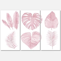 Designart - Tropical Pink Watercolour Leaves I
