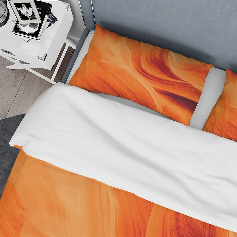 Designart 'Orange Upper Antelope Canyon' Landscape Bedding Set