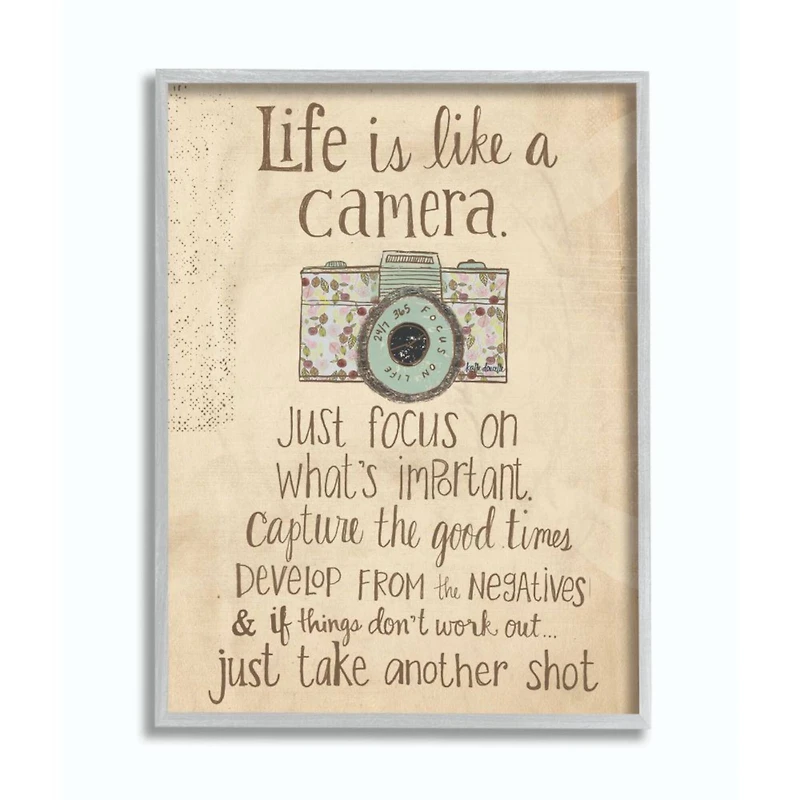 Stupell Industries Life Is Like A Camera Gray Framed Print
