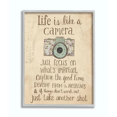 Stupell Industries Life Is Like A Camera Gray Framed Print