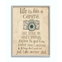 Stupell Industries Life Is Like A Camera Gray Framed Print