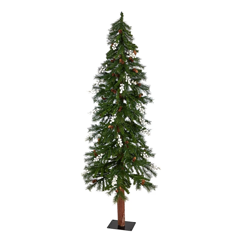 6ft. Pre-Lit Alpine Artificial Christmas Tree, Warm White LED Lights