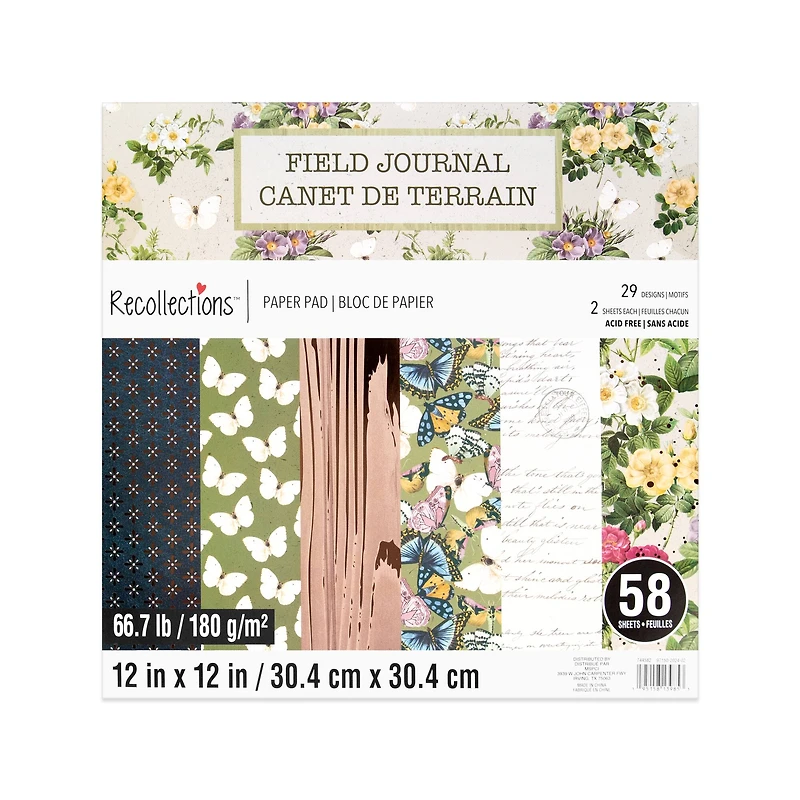 12" x 12" Field Journal Paper Pad by Recollections™, 58 Sheets