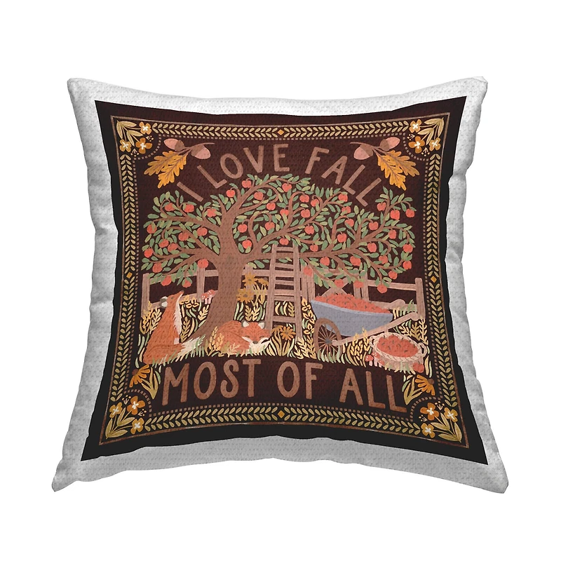 Stupell Industries Love Fall on Brown Outdoor Printed Pillow